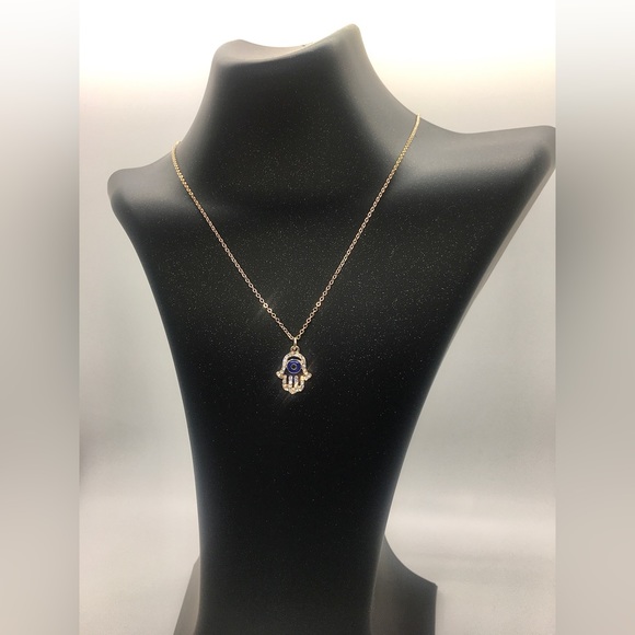 Hamsa Necklace with Evil Eye - Claire’s, 16 + 3 Inches - Picture 3 of 6